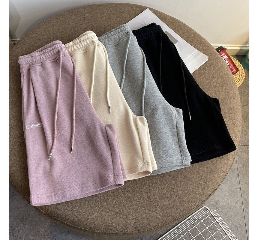 Lettering Waist Drawstring Shorts