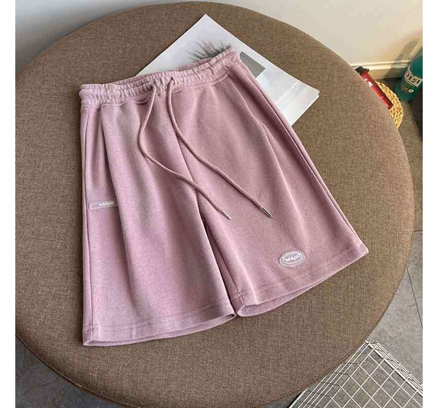 Lettering Waist Drawstring Shorts