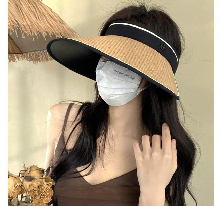 Hat Straw Piped Sun
