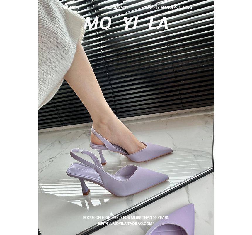 Slingback Mules High Heel Plain