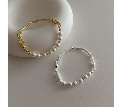 Faux Pearl Irregular Alloy Bracelet