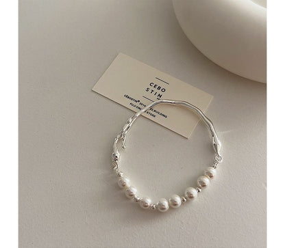 Faux Pearl Irregular Alloy Bracelet