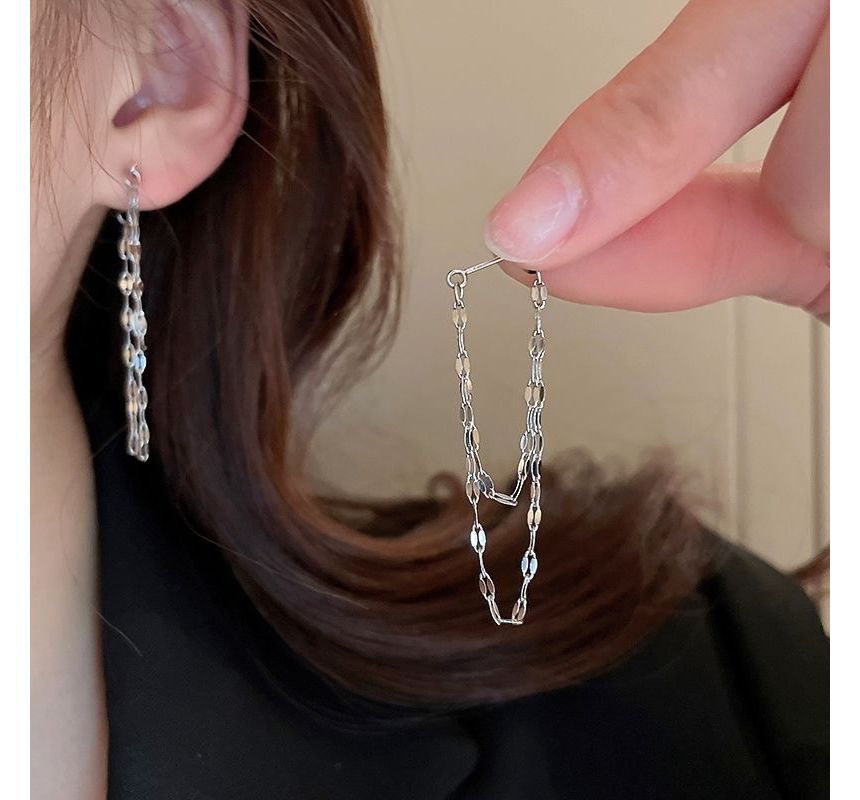 Layered Chained Alloy Dangle Earring