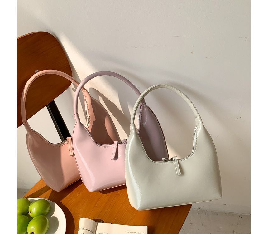 Bag Shoulder Leather Plain Zip Faux