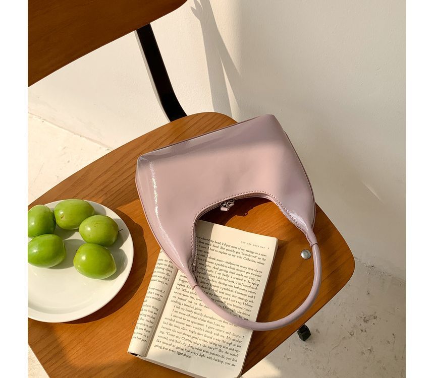 Bag Shoulder Leather Plain Zip Faux