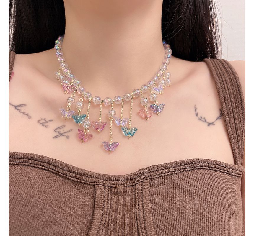 Fringed Choker Butterfly Alloy
