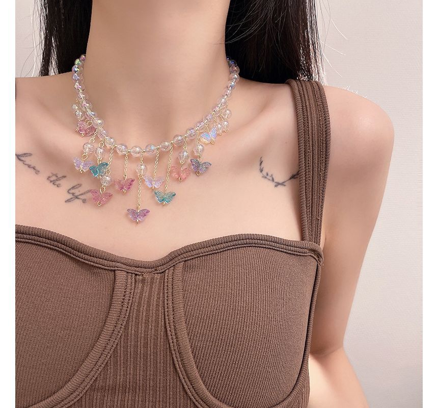 Fringed Choker Butterfly Alloy
