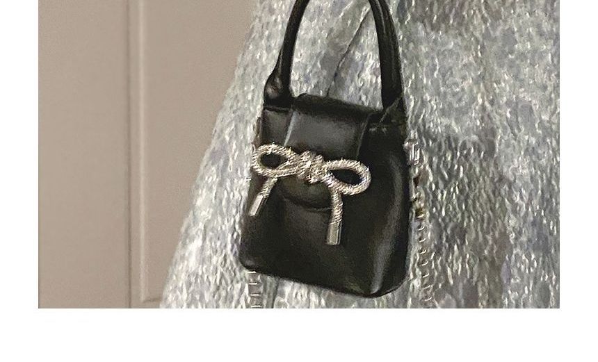 Faux Leather Plain Bow Hand  Bag