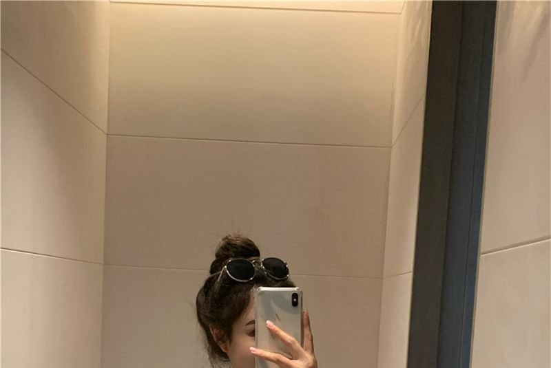 Midi Dress Slim-Fit Sleeveless Two-Tone