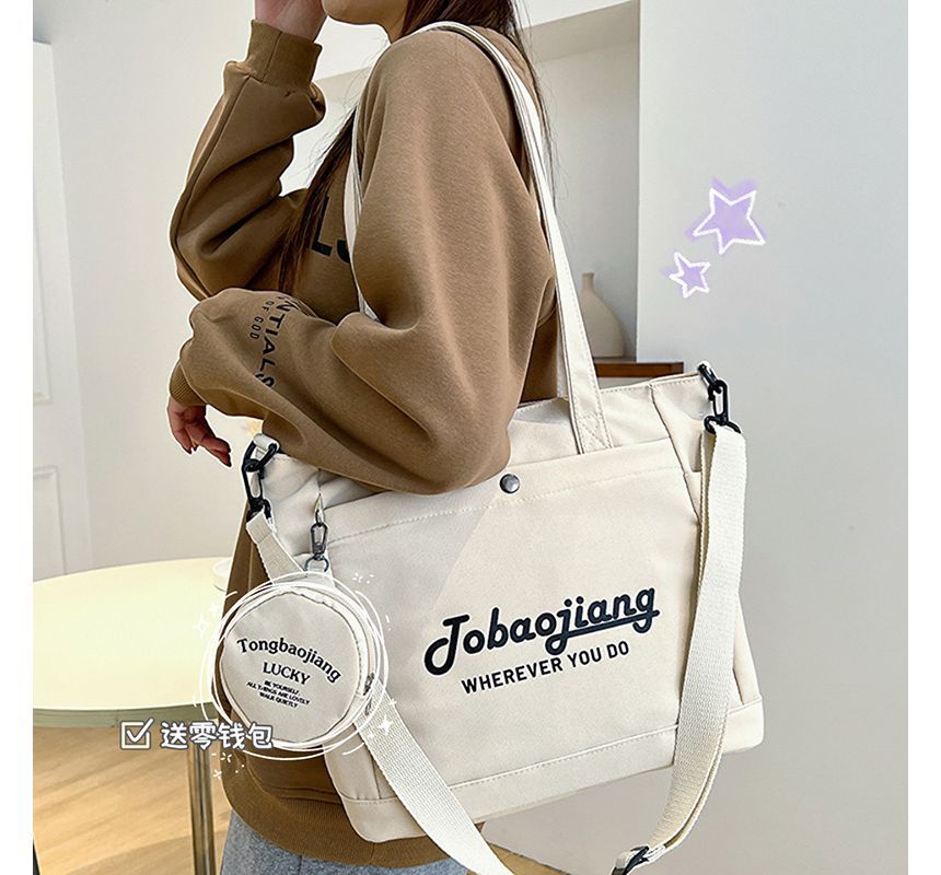 Set: Lettering Canvas Tote Bag + Pouch