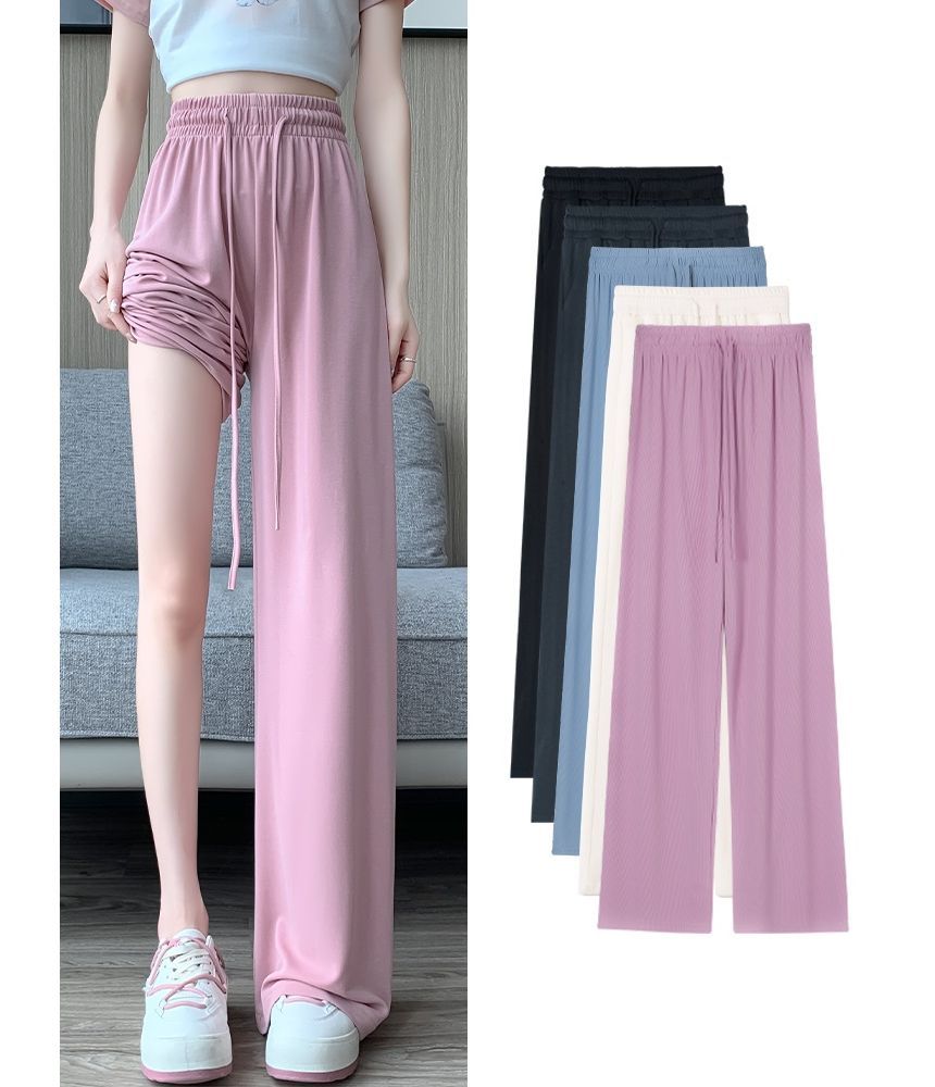 High Waist Plain Wide Leg Sweatpants