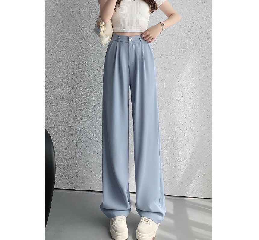 High Rise Plain Wide Leg Suit Pants