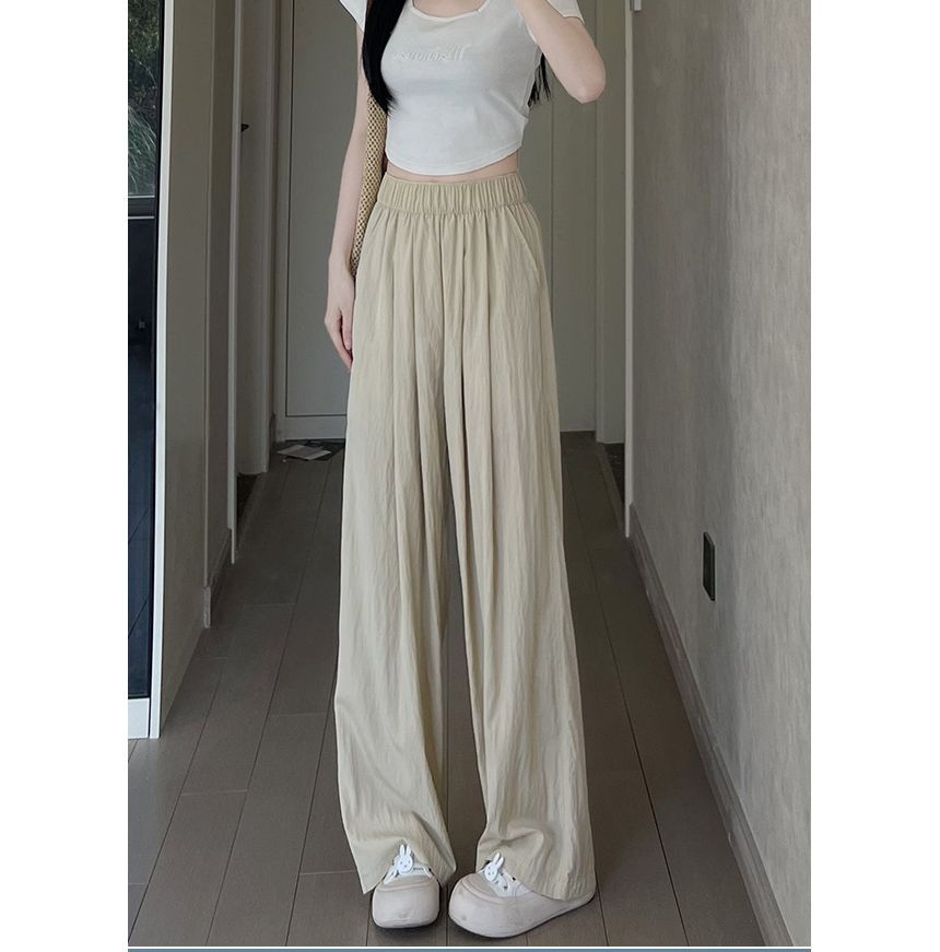 High Waist Plain Wide Leg Suit Pants