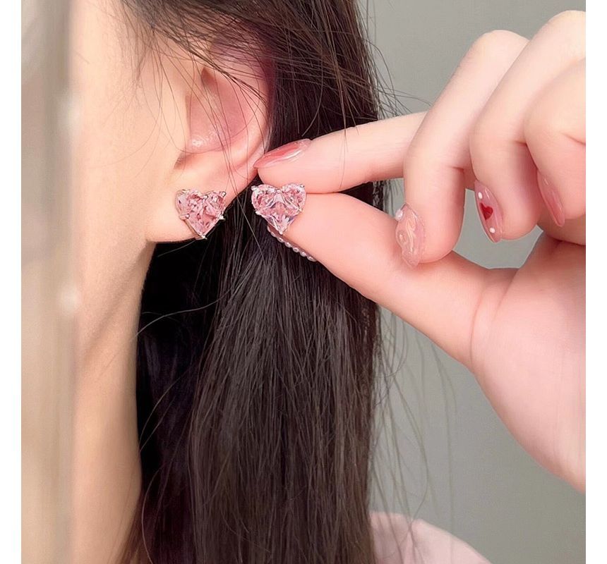 Earring Stud / Rhinestone Heart Clip-On