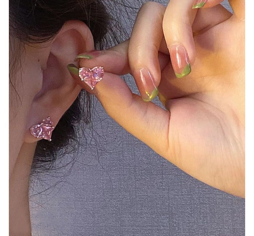 Earring Stud / Rhinestone Heart Clip-On