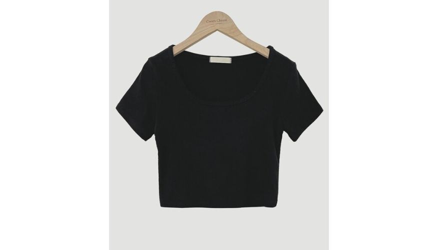 Short-Sleeve Plain Cropped T-Shirt