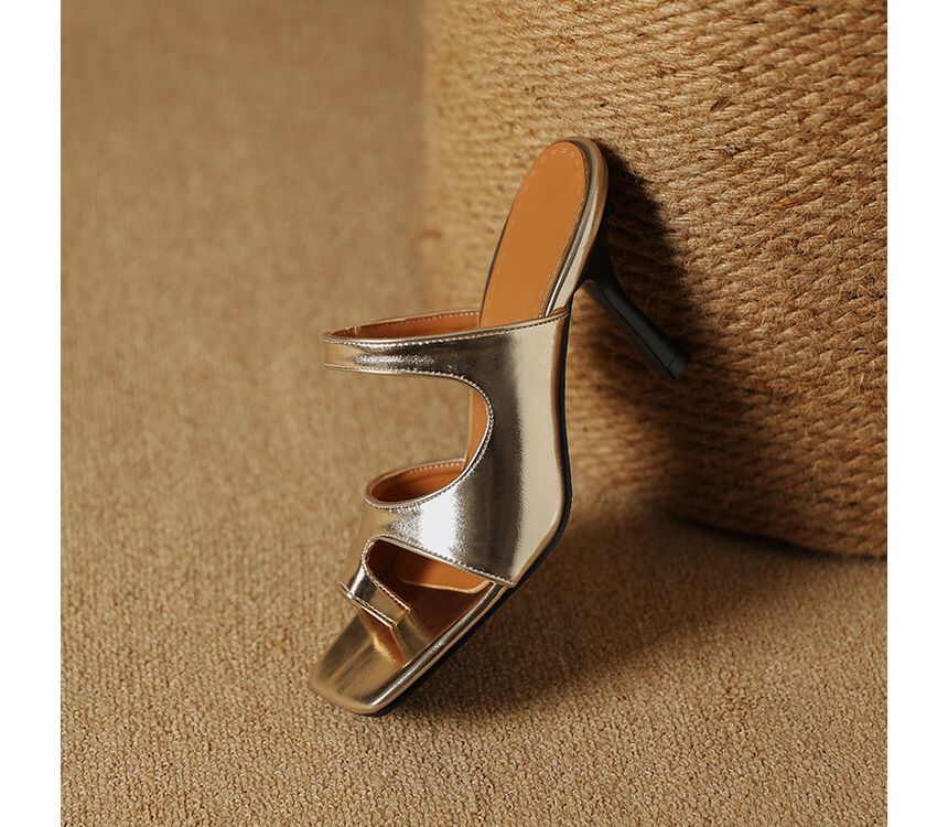 Toe Loop Cutout High Heel Slide Sandals