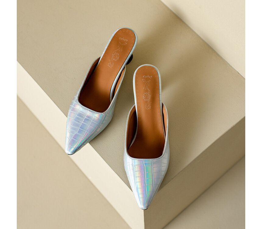 Heel Pointed Kitten Mules