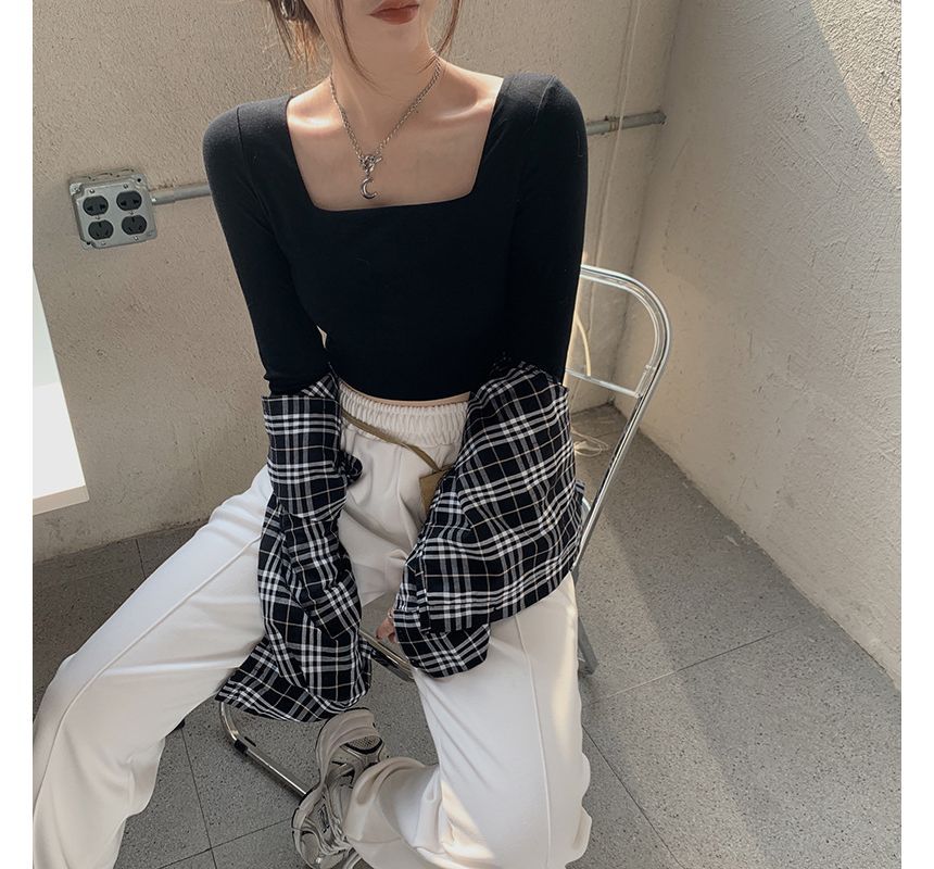 (Various Square-Neck Plain Crop Designs) T-Shirt