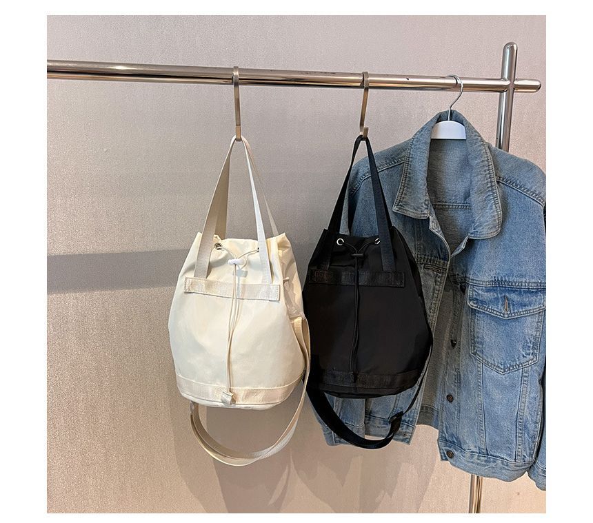 Plain Drawstring Bucket Bag