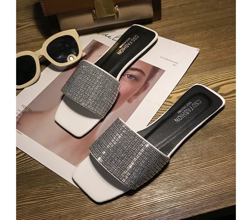 Flat Sandals Rhinestone Slide