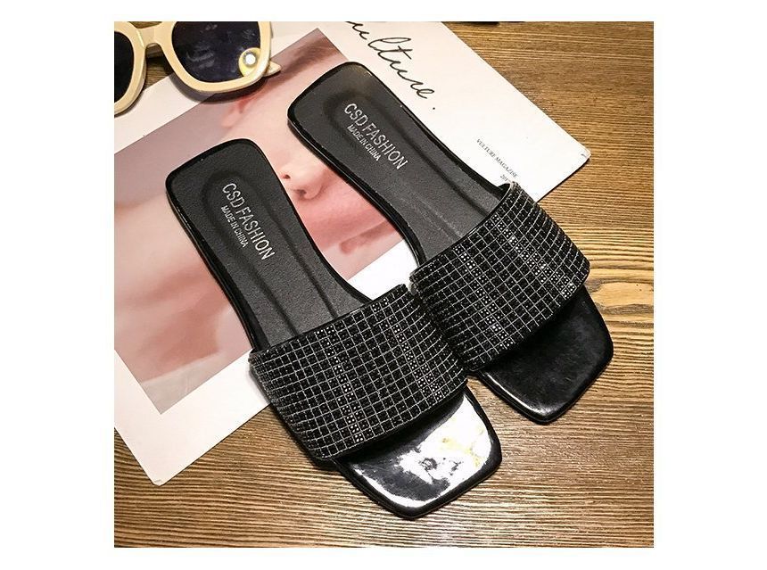 Flat Sandals Rhinestone Slide