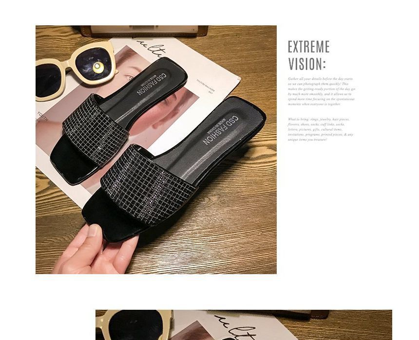 Flat Sandals Rhinestone Slide