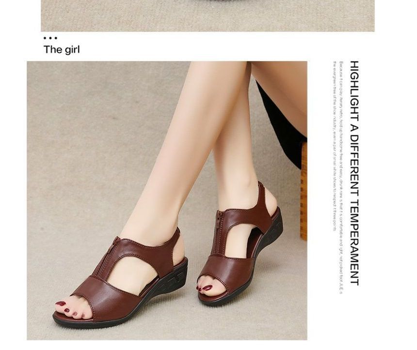 Heel Plain Wedge Sandals