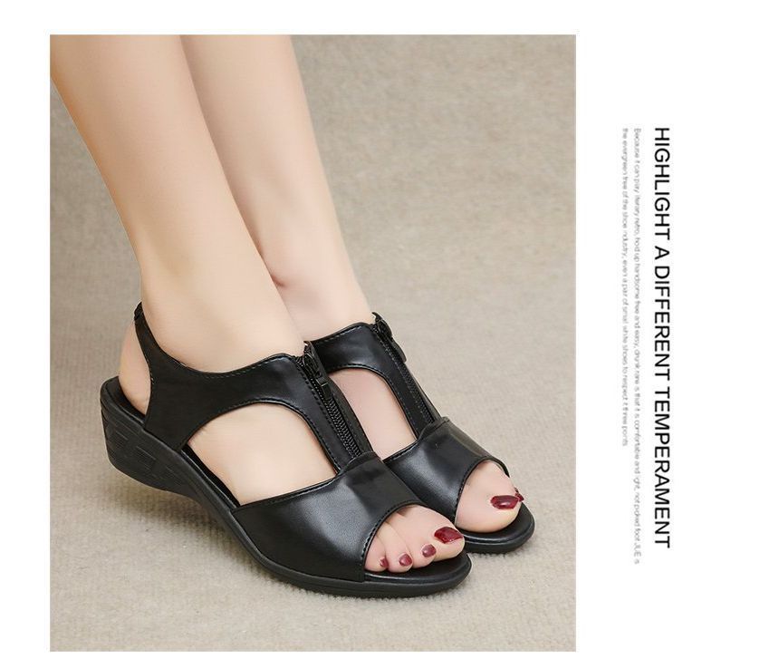 Heel Plain Wedge Sandals