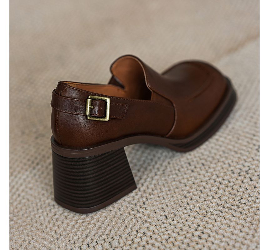 Block-Heel Buckled Loafers