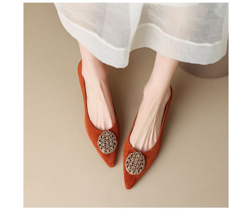 Pumps Rhinestone Kitten-Heel Pointed