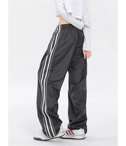 Low Rise Striped Loose-Fit Wide-Leg Sweatpants