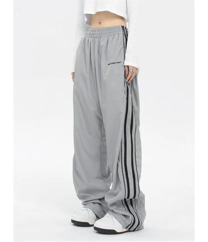 Low Rise Striped Loose-Fit Wide-Leg Sweatpants