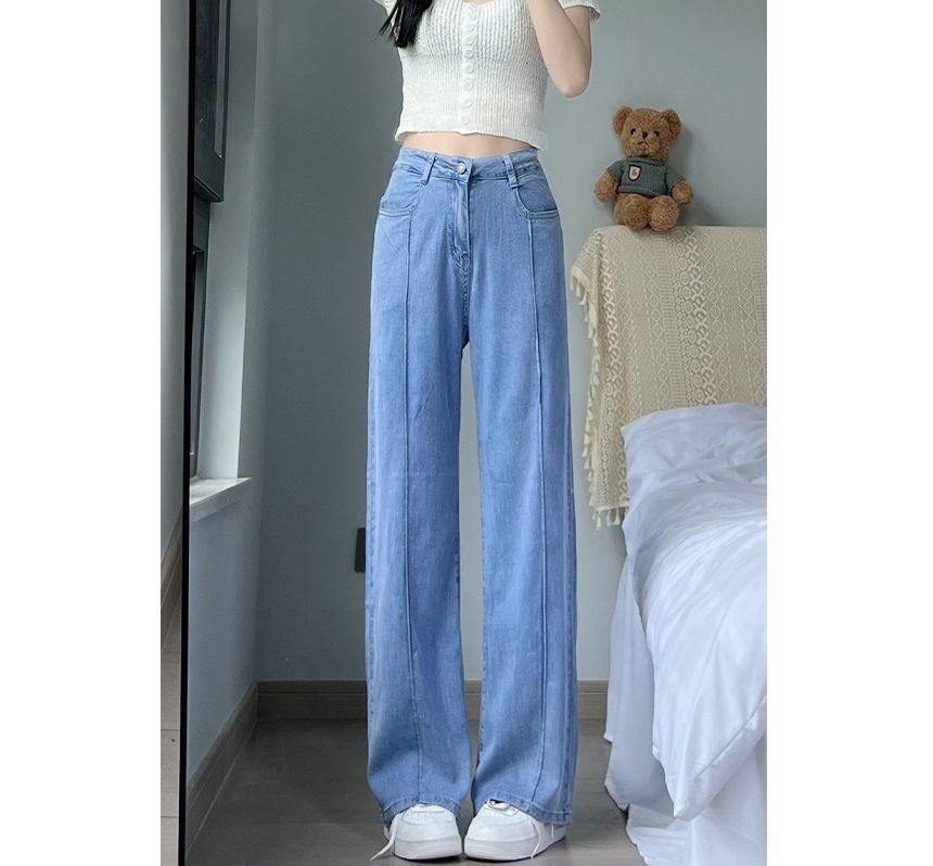 High Waist Washed Wide Leg Jeans