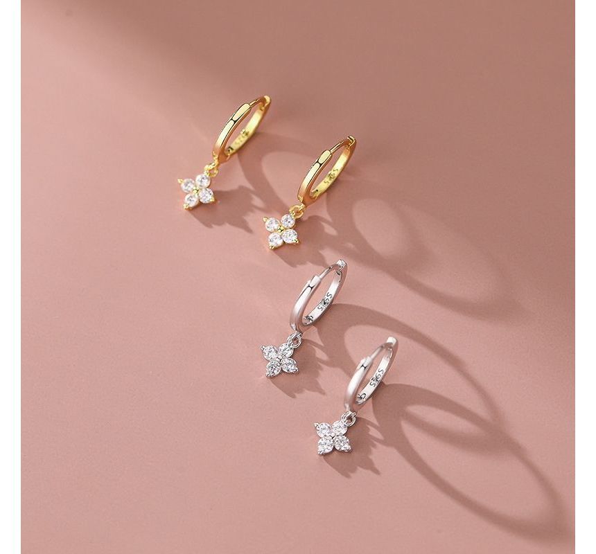 Floral Rhinestone Alloy Dangle Earring