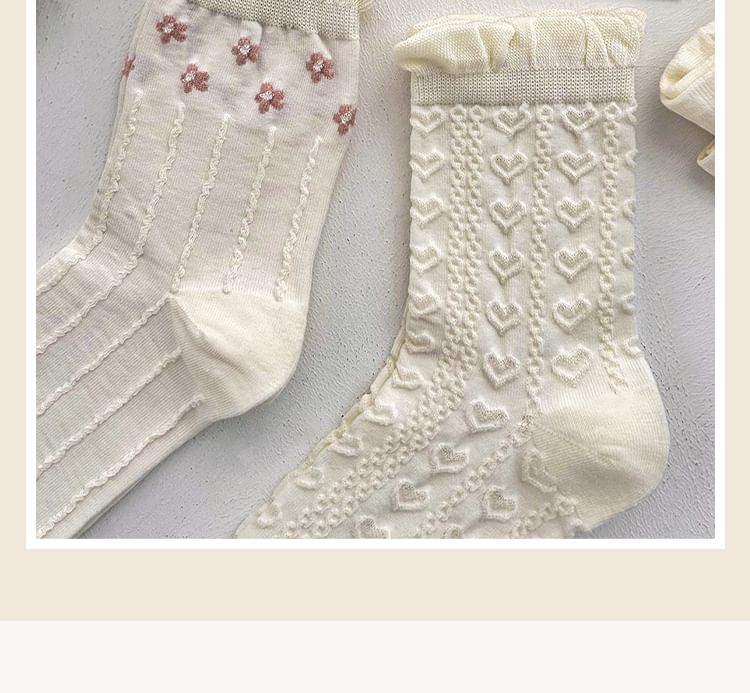 Set of 3 Pairs: Plain Ruffle Trim Socks