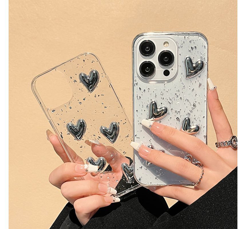 Heart Transparent Phone Case - iPhone 14 Pro Max / 14 Pro / 14 Max / 14 / 13 Pro Max / 13 Pro / 13 / 13 mini / 12 Pro Max / 12 Pro / 12 / 12 mini / 11 Pro Max / 11 Pro / 11 / SE / XS Max / XS / XR / X / 8 / 8 Plus / 7 / 7 Plus