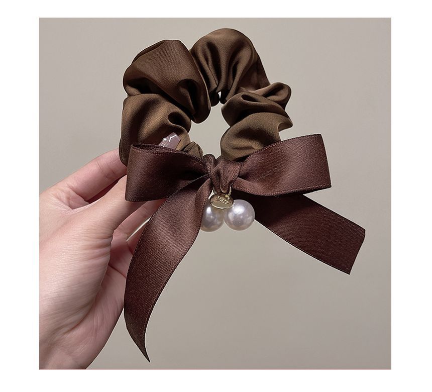 Ribbon Faux Pearl Hair Tie