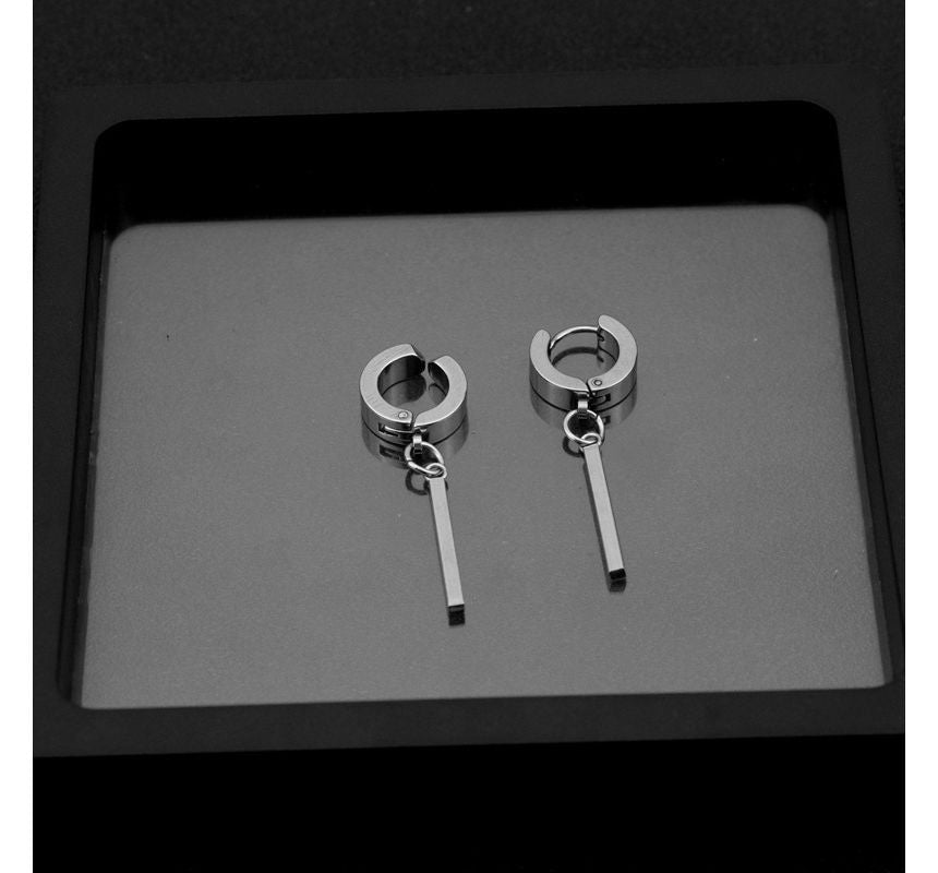 Unisex Bar Stainless-Steel Dangle Earring