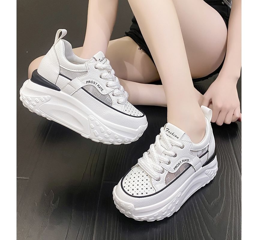 Platform Panel Sneakers Wedge Mesh Hidden