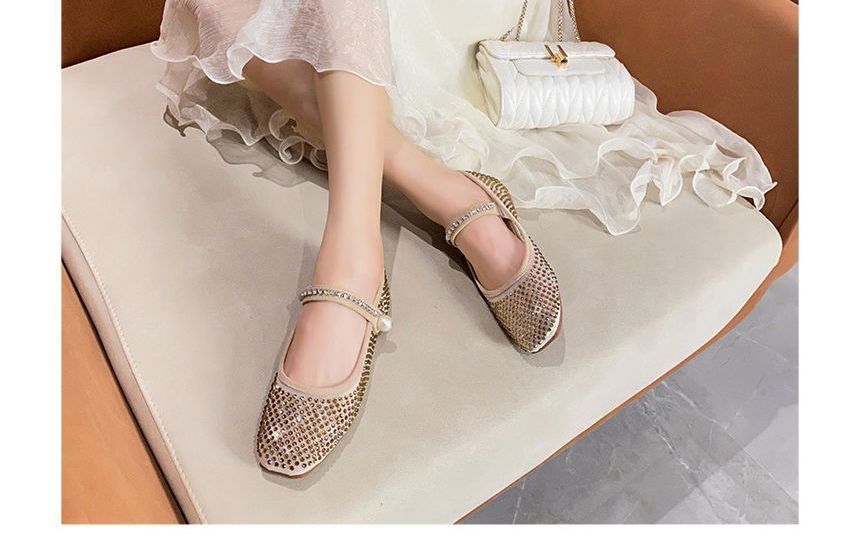 Studded Rhinestone Mary Jane Flats