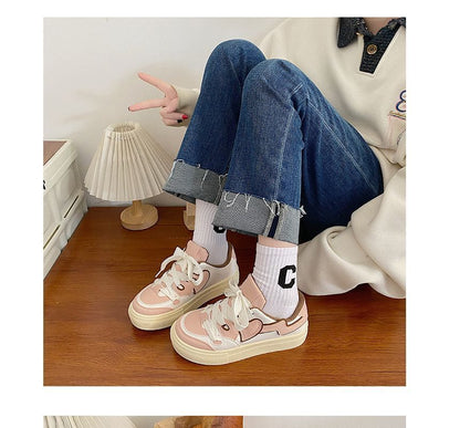 Paneled Platform Sneakers