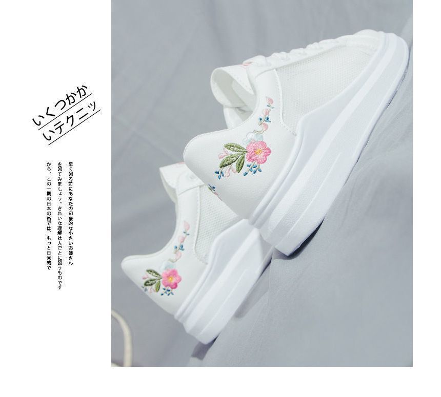 Floral Embroidered Platform Sneakers