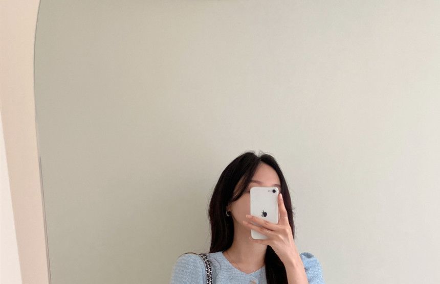 Short Sleeve Round Neck Tweed Blazer