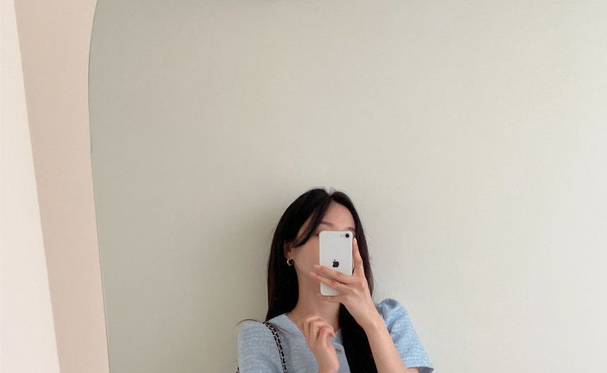 Short Sleeve Round Neck Tweed Blazer