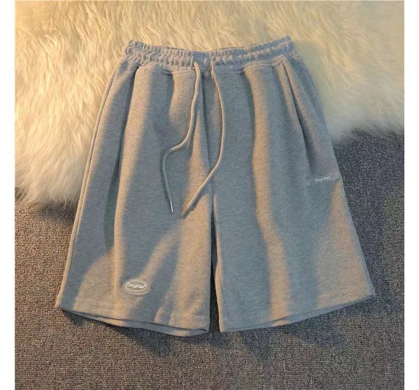 Plain Shorts Sweat Drawstring Waist