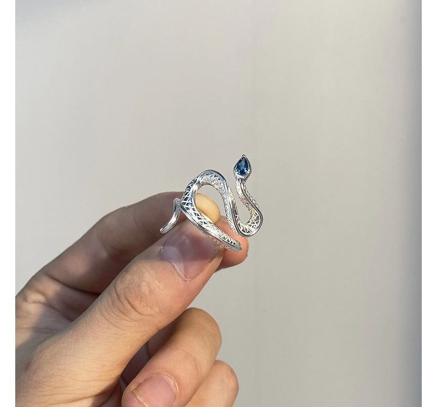 Open Alloy Ring Snake Rhinestone