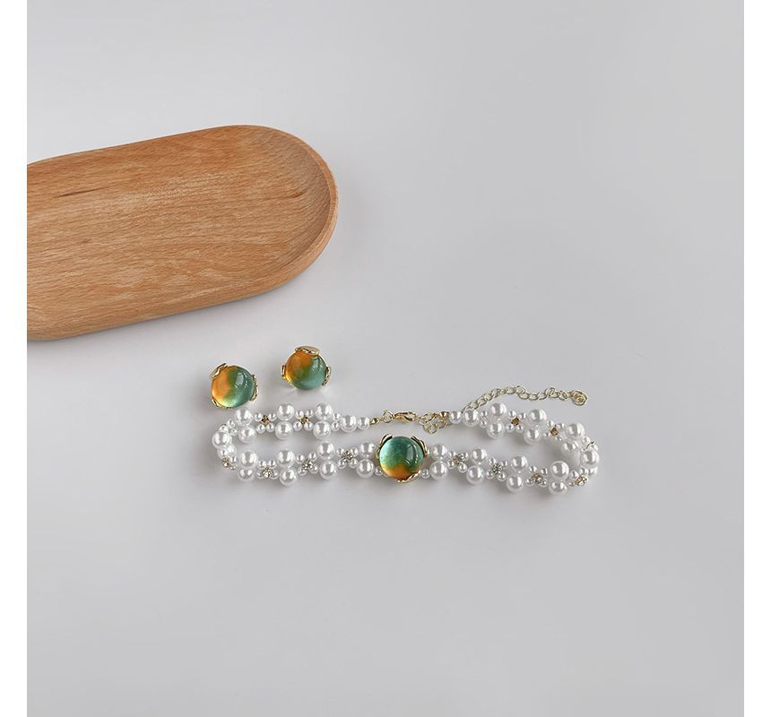 Choker Pearl Alloy Gemstone Faux