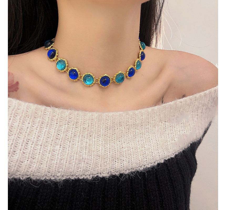 Alloy Gemstone Choker Faux