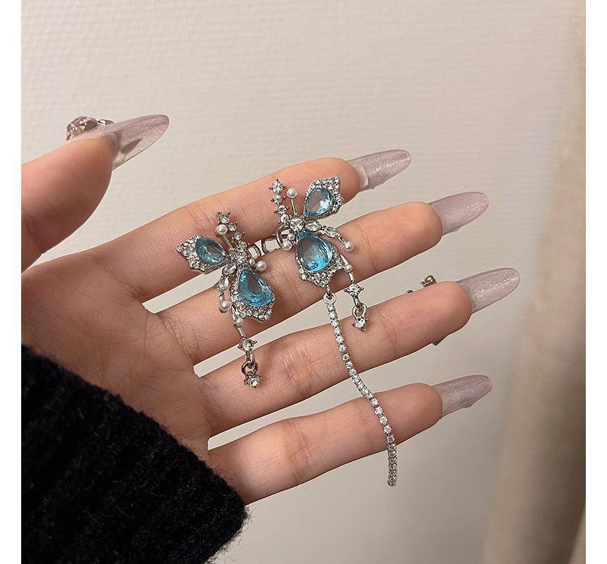 Cuff Butterfly Faux Alloy Gemstone Earring Asymmetrical